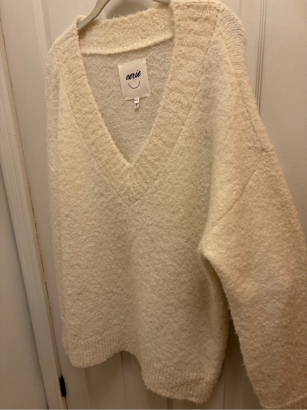Cream V Neck Sweater - Picture 2 of 9